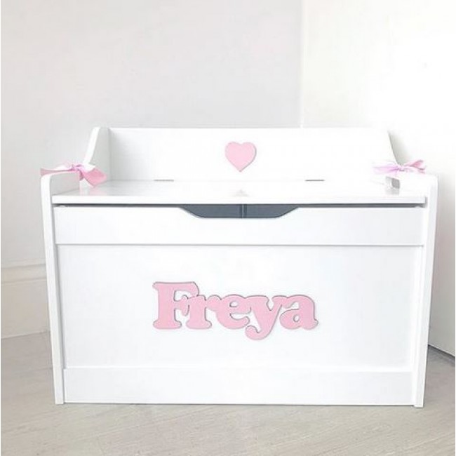 white personalised toy box